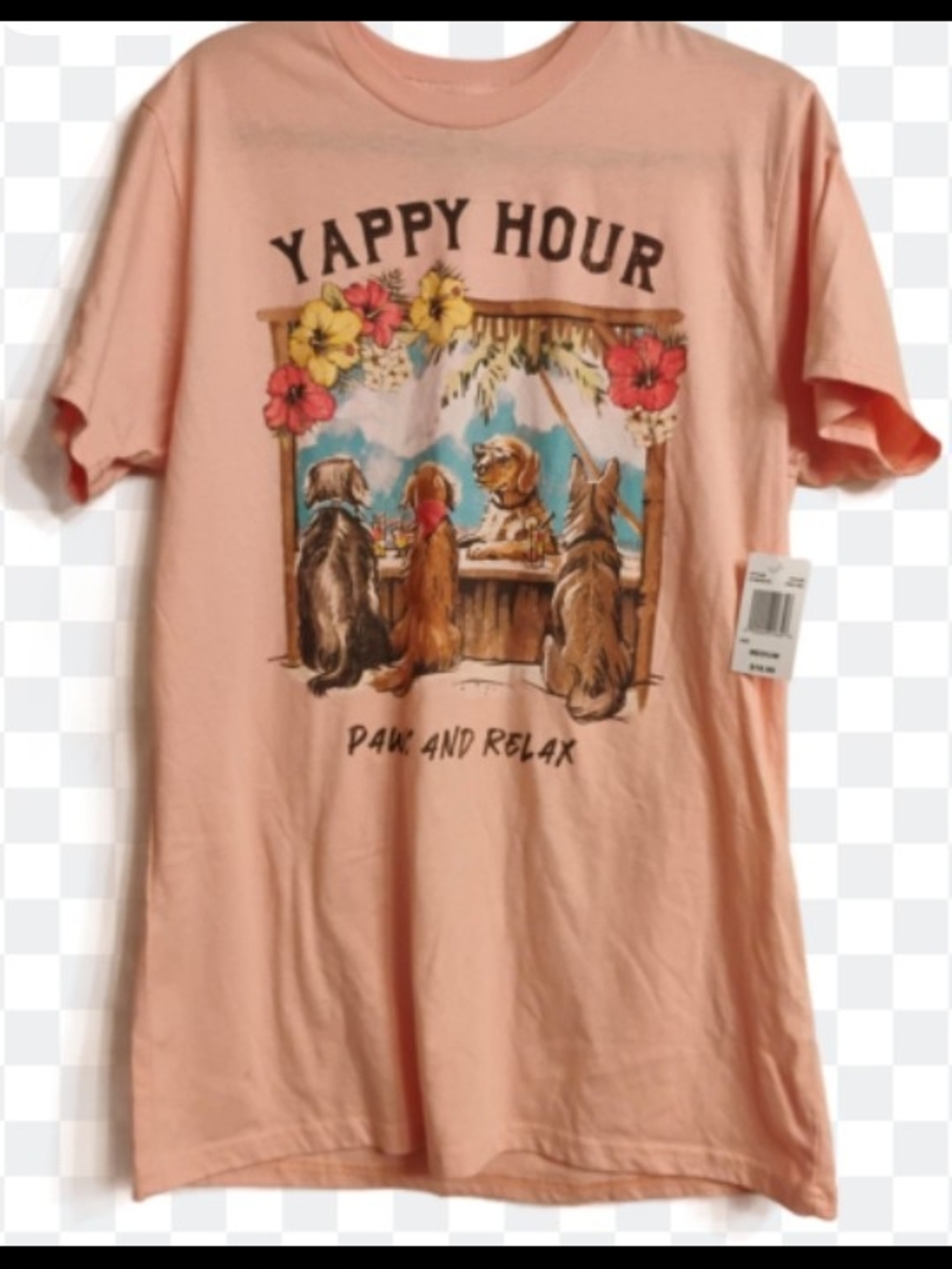 Yappy Hour 'Paw and Relax' Graphic Tee - Peach